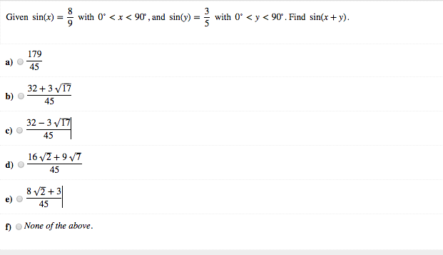 Solved Given sin(x) =-with 0. < xく90, and sin(y) =-with 0 