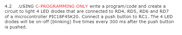 Solved 4.2.USING C-PROGRAMMING ONLY write a program/code and | Chegg.com