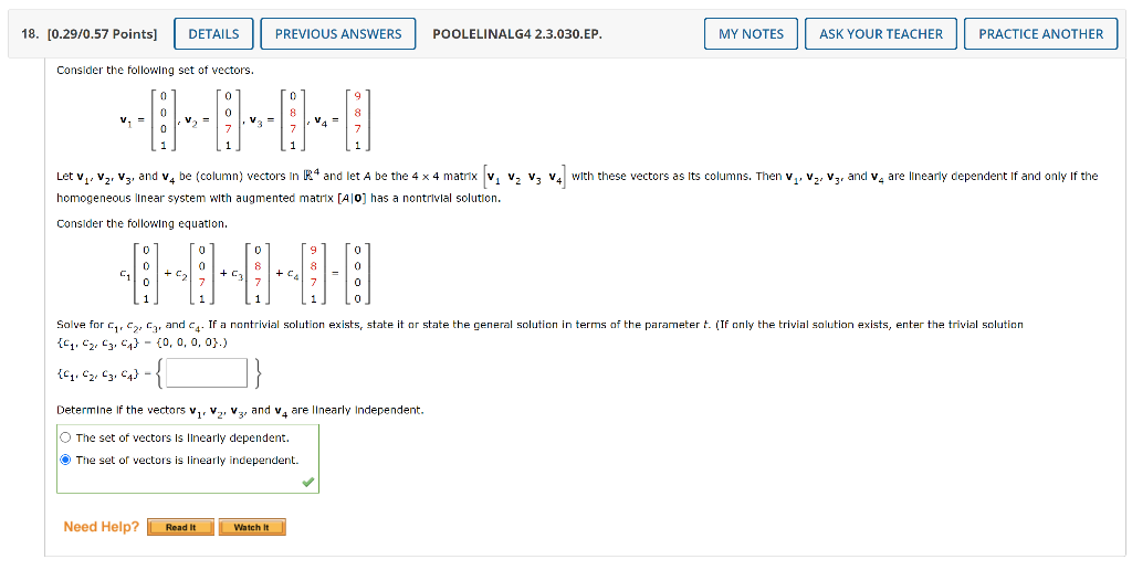 Solved Consider The Following Set Of Vectors. | Chegg.com