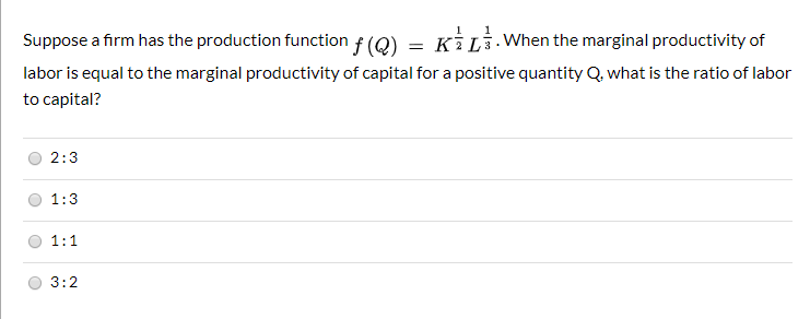 Solved Suppose A Firm Has The Production Function F (Q) = K | Chegg.com