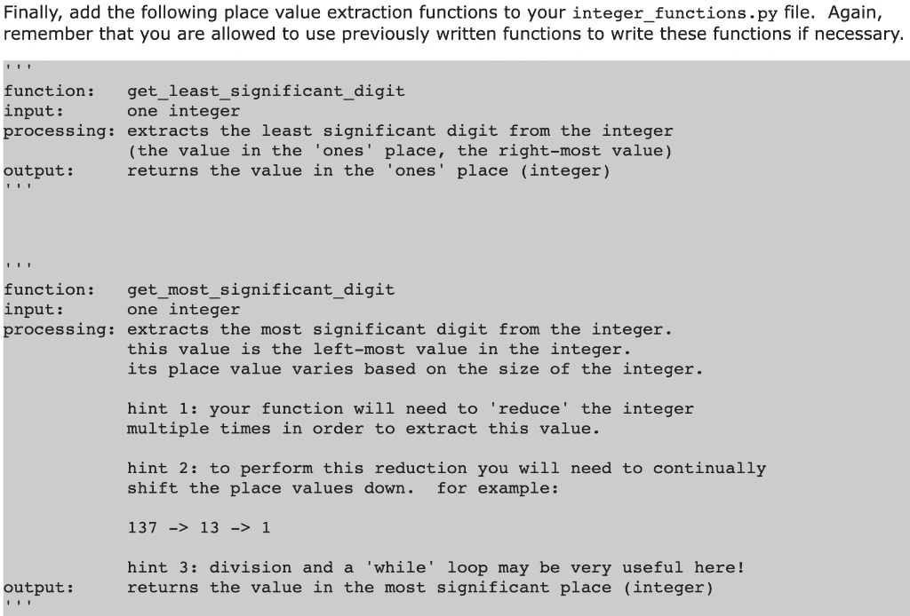 Solved Finally, add the following place value extraction | Chegg.com