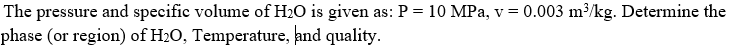 Solved The Pressure And Specific Volume Of H2O Is Given As: | Chegg.com