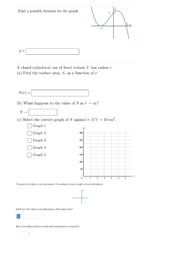 Solved Find a possible formula for the graph. y = A closed | Chegg.com