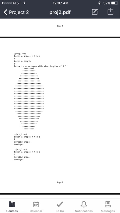 Solved ..ooo AT&T 12:07 AM 52% K Project 2 proj2.pdf After | Chegg.com