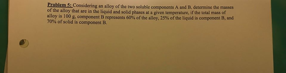 Solved Problem 5: Considering An Alloy Of The Two Soluble | Chegg.com