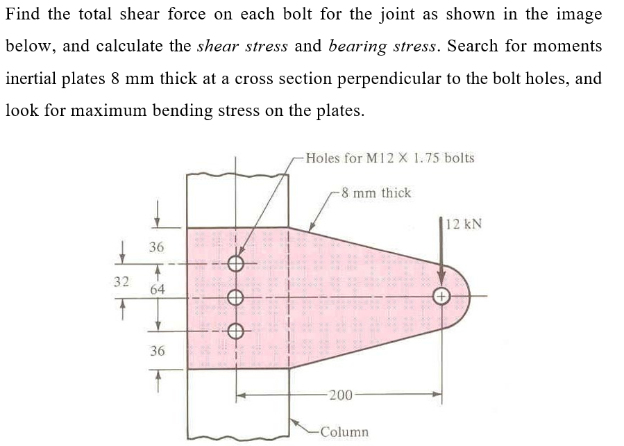 Solved Find the total shear force on each bolt for the joint | Chegg.com