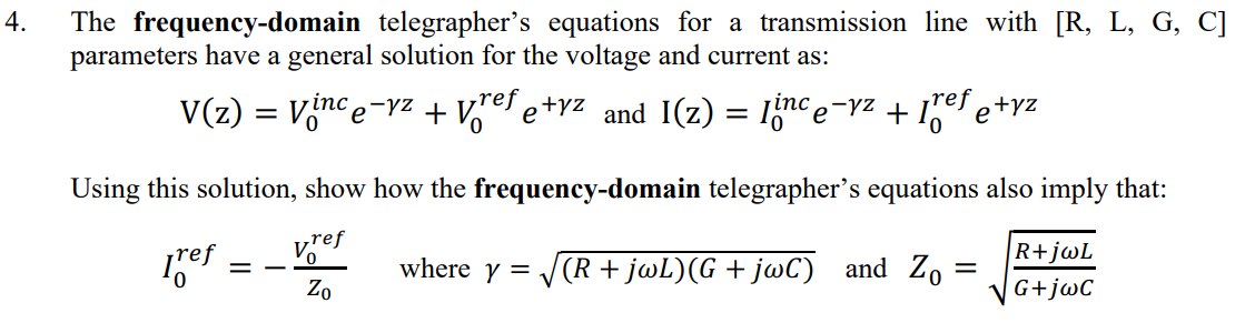 4 The Frequency Domain Telegrapher S Equations Fo Chegg Com