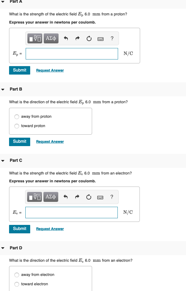 Solved Part A What is the strength of the electric field Ep