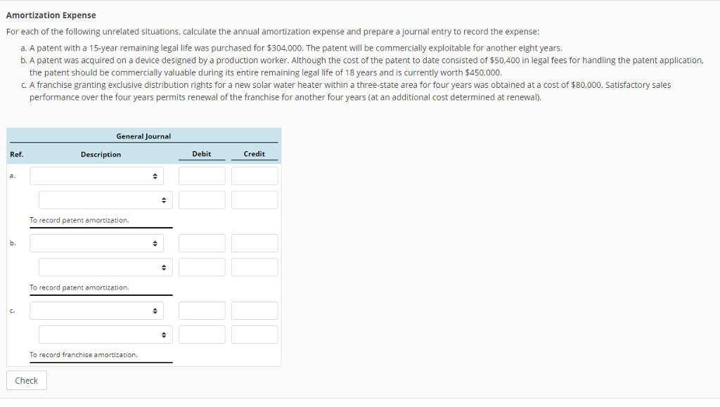 Solved Amortization Expense For Each Of The Following 2176