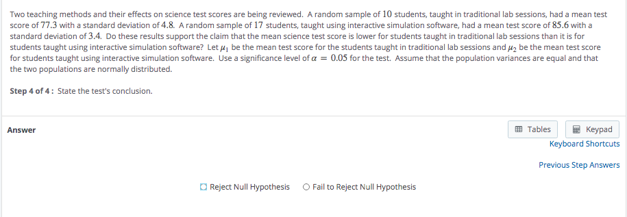 Solved Two teaching methods and their effects on science | Chegg.com