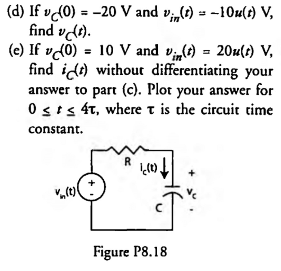 Solved 18 Consider The Rc Circuit Of Figure P8 18 In Whi Chegg Com