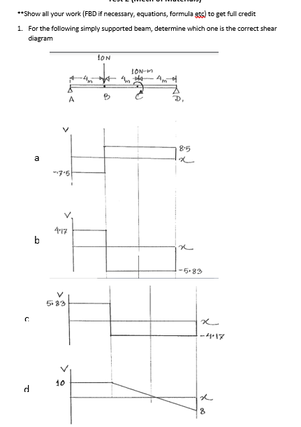 Solved **Show all your work (FBD if necessary, equations, | Chegg.com