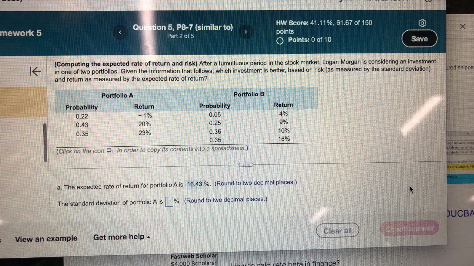 Solved Please Find For Portfolio B As Well Both Expected | Chegg.com