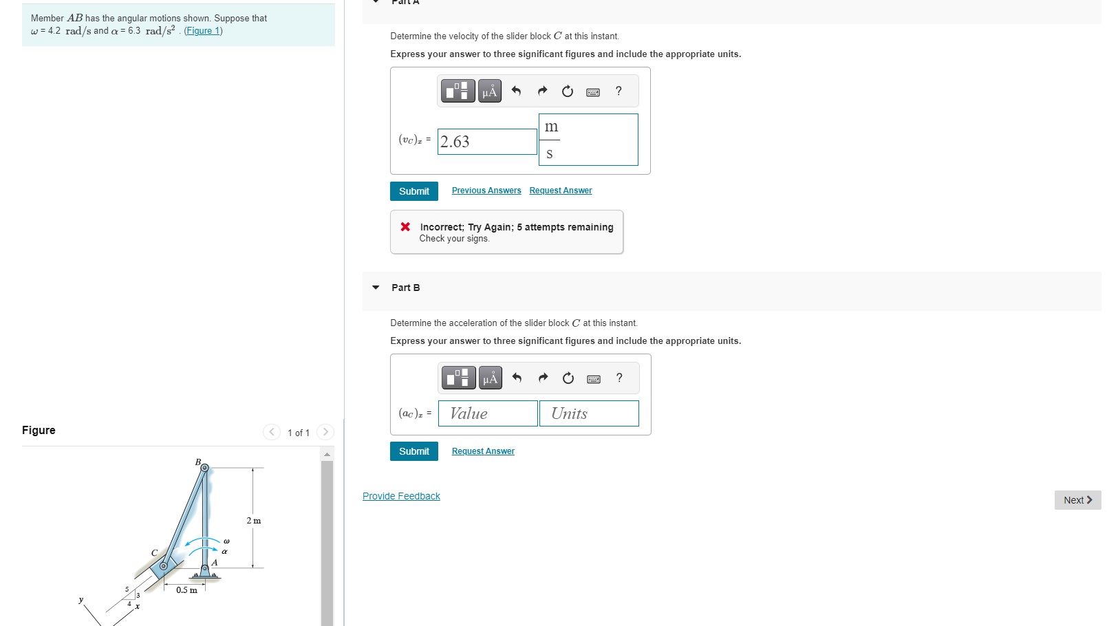 Solved Member AB has the angular motions shown. Suppose that | Chegg.com