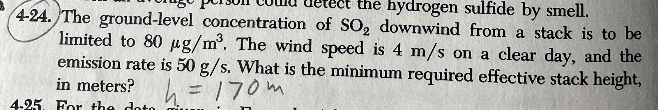 Solved 4-24. The ground-level concentration of SO2 downwind | Chegg.com