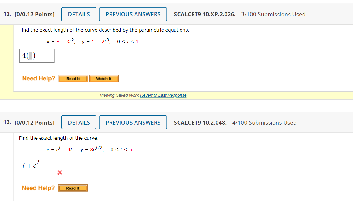 Solved Find The Exact Length Of The Curve Described By The