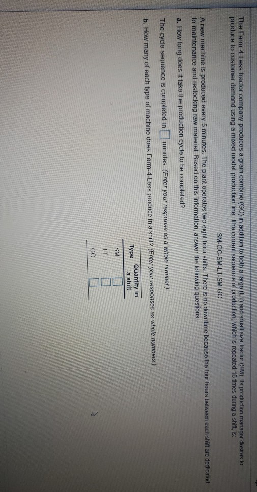 Solved The Farm-4-Less tractor company produces a grain | Chegg.com