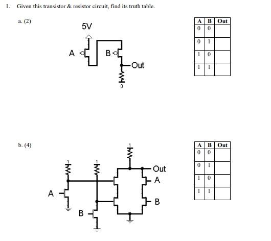 Solved 1. Given this transistor & resistor circuit, find its | Chegg.com