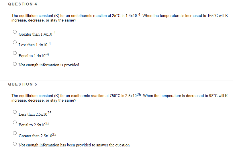 Solved QUESTION 1 Which of the following equilibrium | Chegg.com