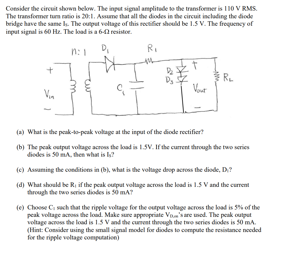 Consider the circuit shown below. The input signal | Chegg.com