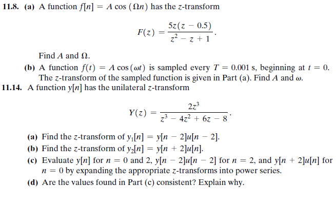 Solved 11 3 Express The Unilateral Z Transforms Of The F Chegg Com