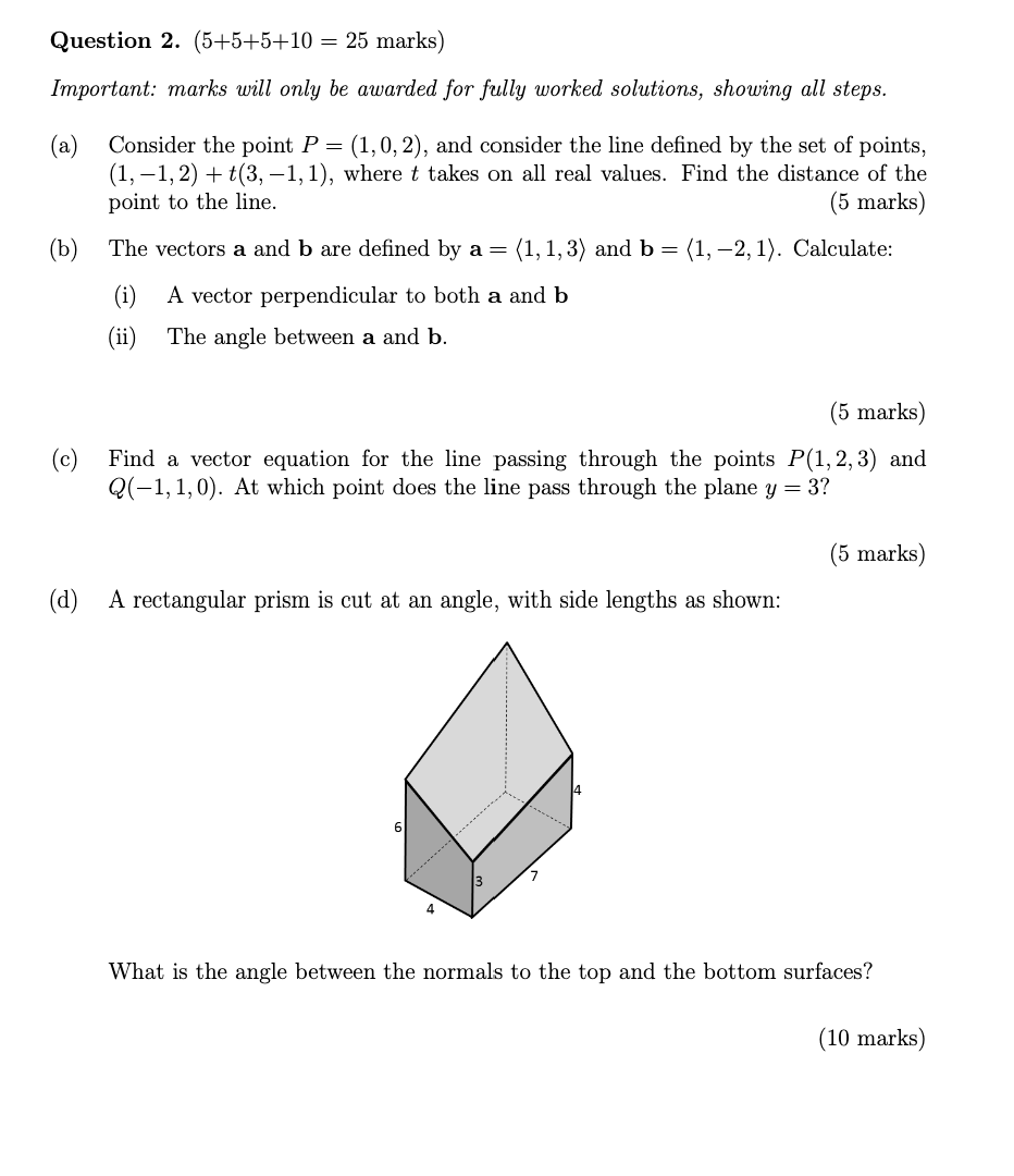 Solved Question 2. (5+5+5+10 = 25 Marks) Important: Marks | Chegg.com