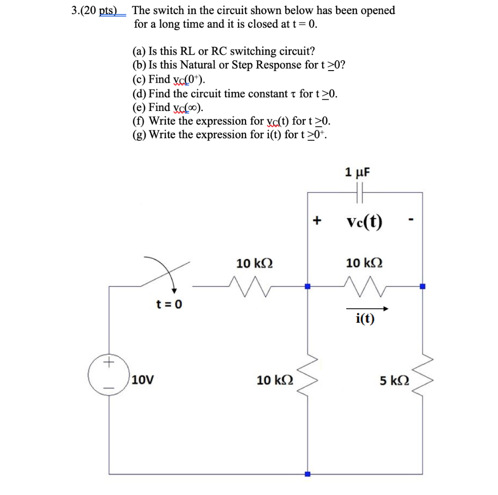 Solved 3 Pts The Switch In The Circuit Shown Below Chegg Com