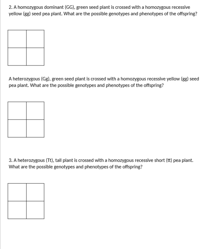 Solved 2. A homozygous dominant (GG), green seed plant is | Chegg.com