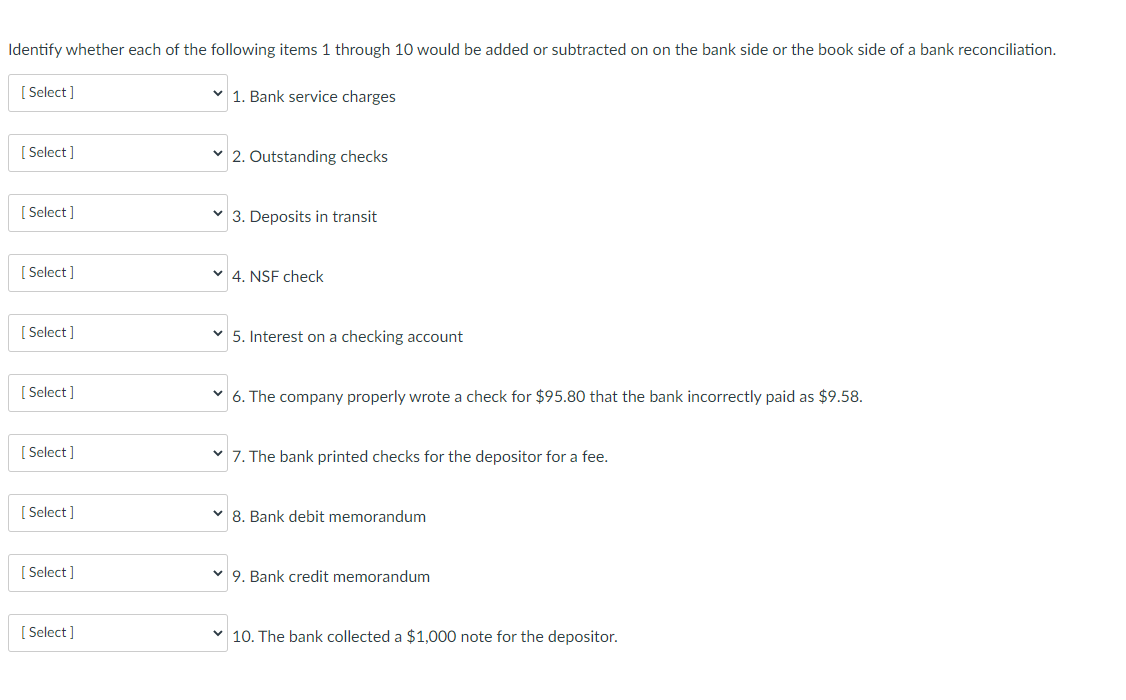 Solved Identify whether each of the following items 1 | Chegg.com