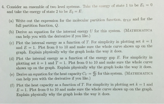 Solved 4. Consider an ensemble of two level systems. Take | Chegg.com