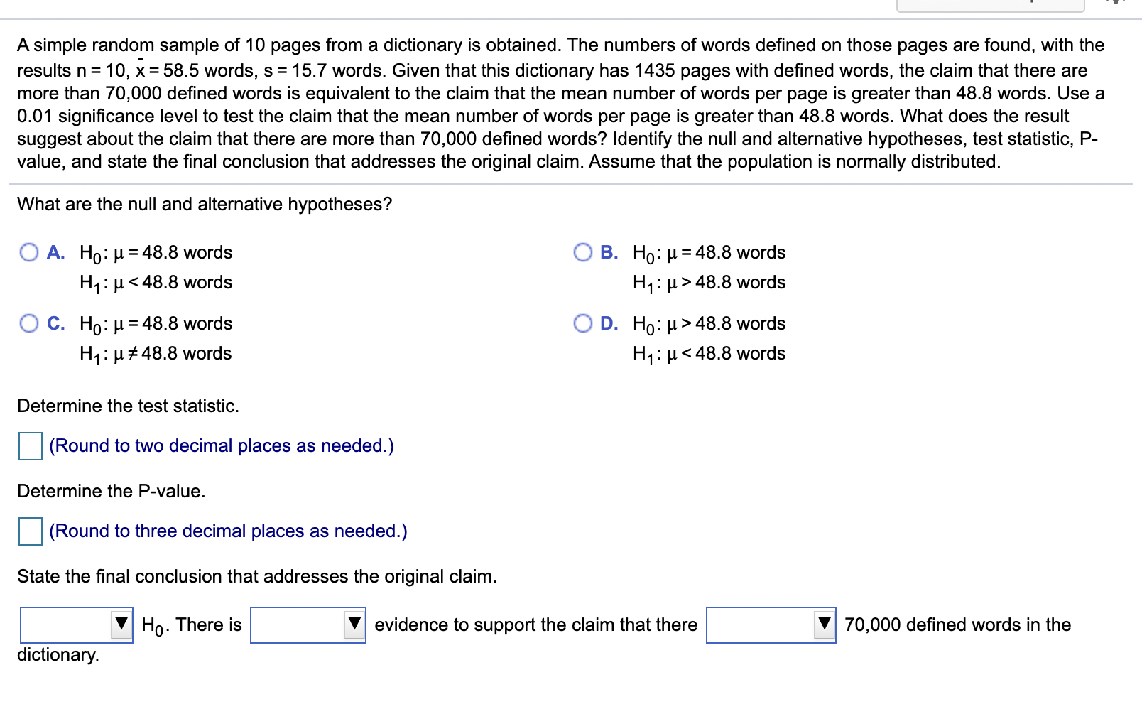 solved-a-simple-random-sample-of-10-pages-from-a-dictionary-chegg