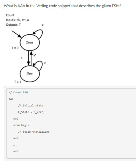 Solved What is AAA in the Verilog code snippet that | Chegg.com