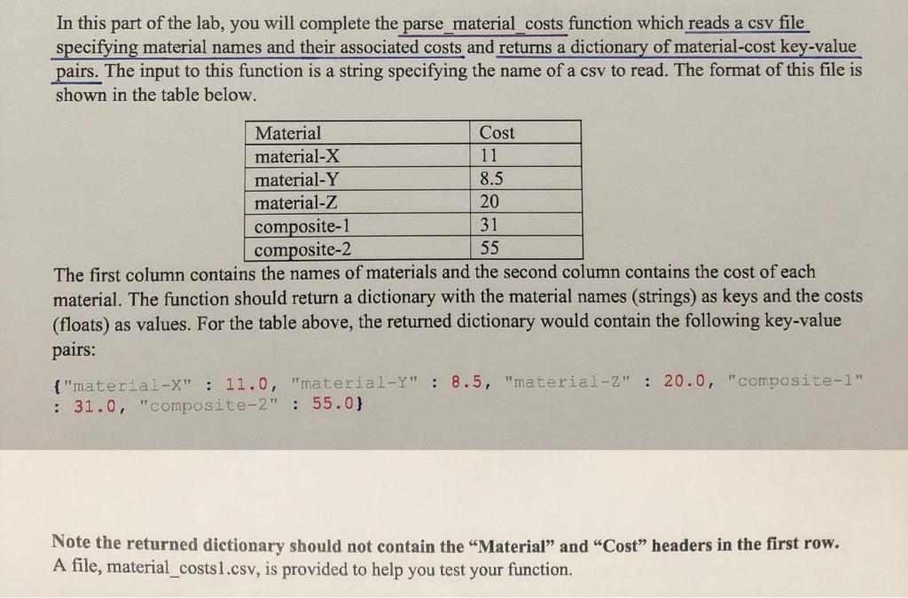 Solved [Python] CSV to dictionary The question is in the | Chegg.com
