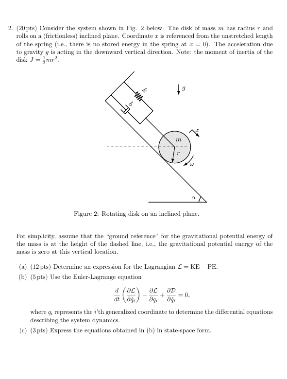 Solved (20 ﻿pts) ﻿Consider the system shown in Fig. 2 | Chegg.com