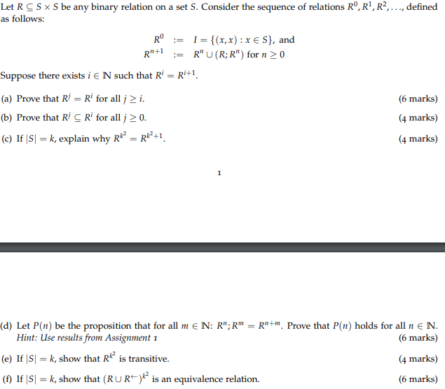 Solved R R 1 Let Rcs X S Be Any Binary Relation On A Chegg Com