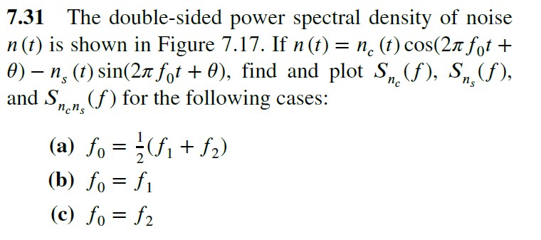 Solved 7.31 ﻿The double-sided power spectral density of | Chegg.com