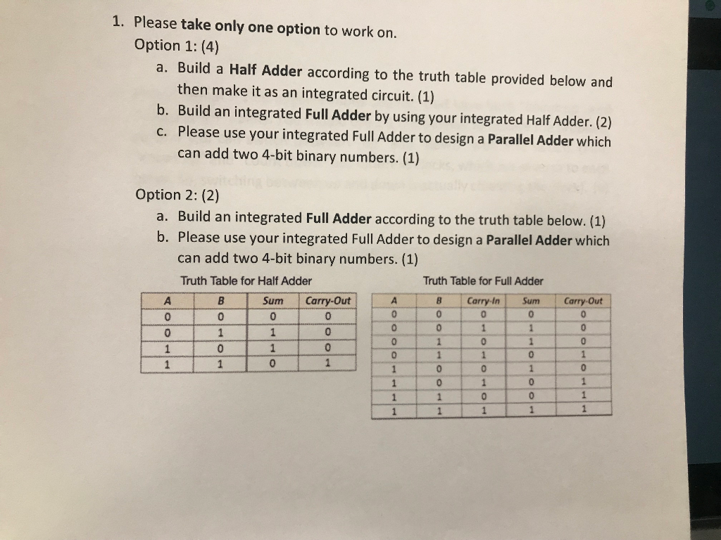 Solved PLEASE DO THIS URGENTLY. a. Build a half adder | Chegg.com