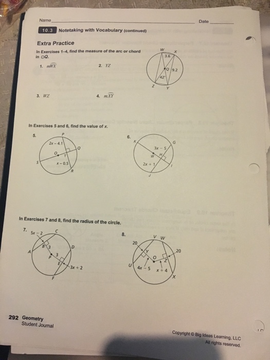 Big Ideas Learning Geometry Student Journal Answers