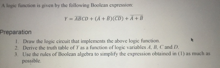 Solved A logic function is given by the following Boolean | Chegg.com