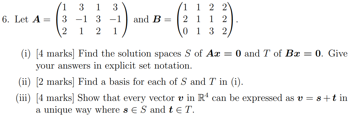 Solved 3 2 2 (1 3 (1 1 2 1 6. Let A 1 3 3 -1 2 1 -1 And B= 1 | Chegg.com