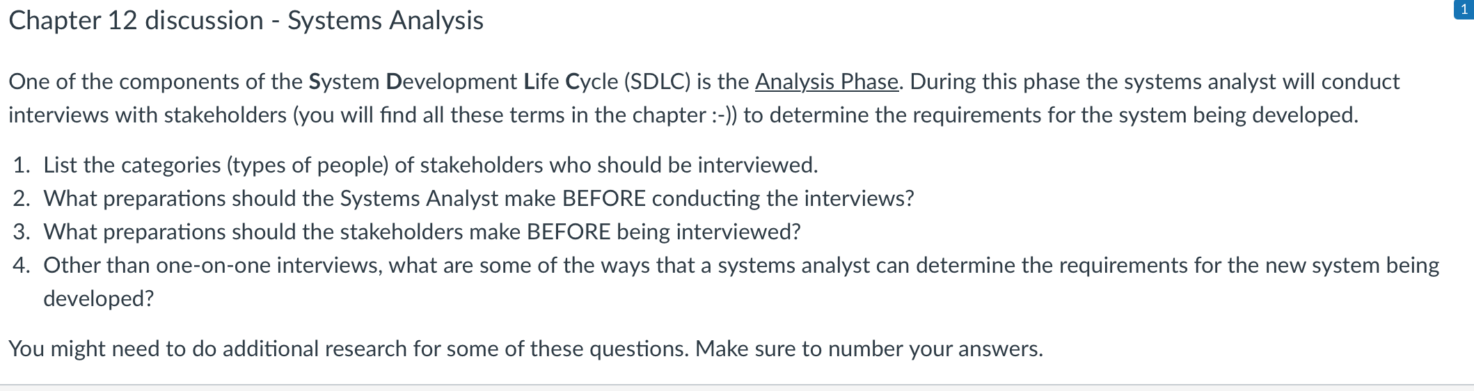 Solved Chapter 12 discussion - Systems Analysis One of the | Chegg.com