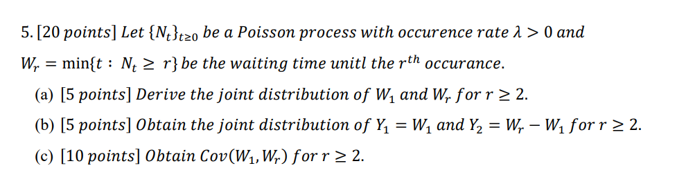 Solved 5 Points Let N Tzo Be A Poisson Process Wi Chegg Com