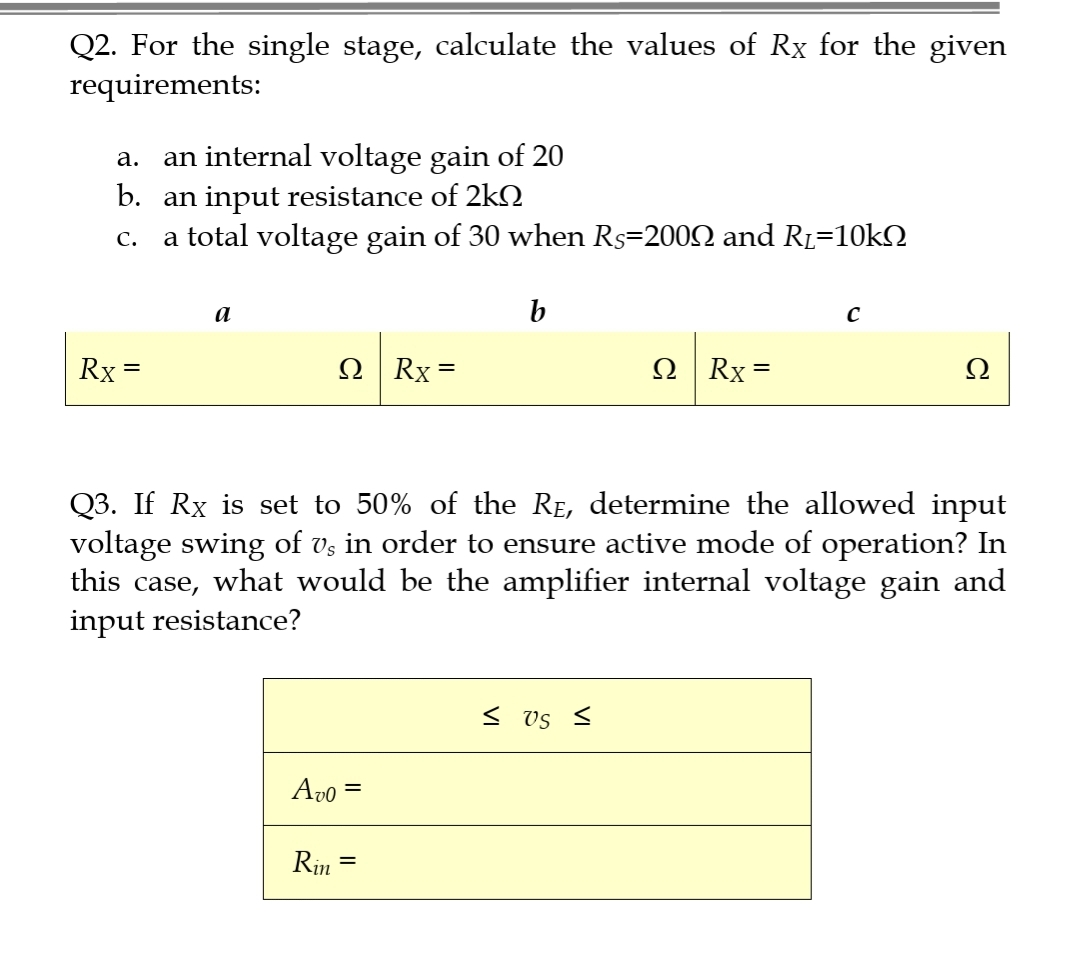 Solved Q1. Design the biasing circuit of a single stage | Chegg.com