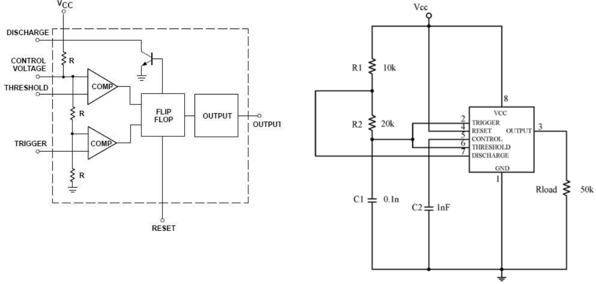 Solved For the shown 555 circuit the supply volatge Vcc is | Chegg.com