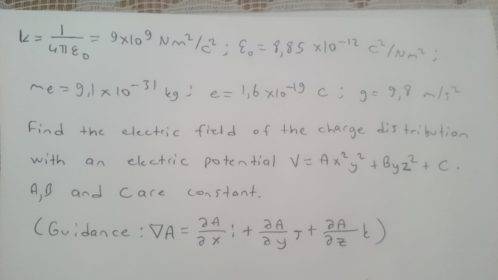 Solved I 9x109 Nm 8 8 85x10 12 C Nm2 K Uleo Me 9 Chegg Com