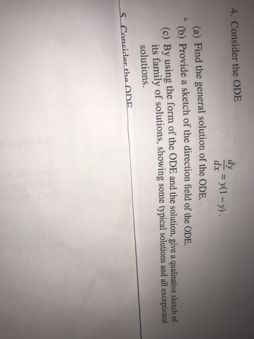 Solved 4. Consider the ODE dy =y(1-y) dx (a) Find the | Chegg.com