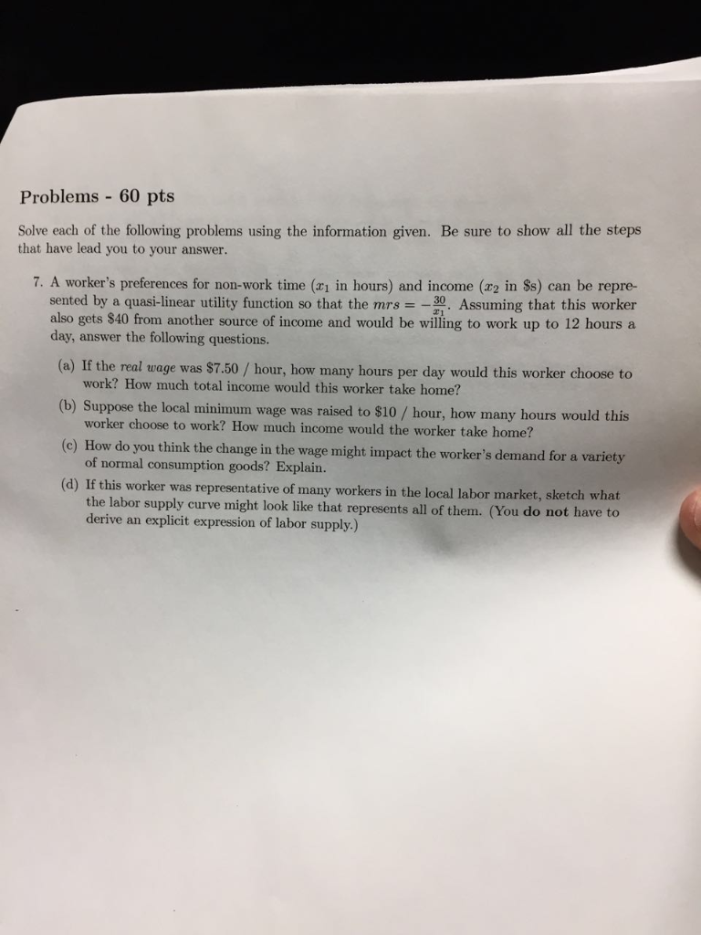 Solved Problems 60 pts Solve each of the following problems | Chegg.com