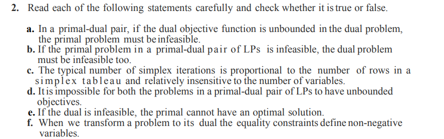 Solved 2. Read each of the following statements carefully | Chegg.com