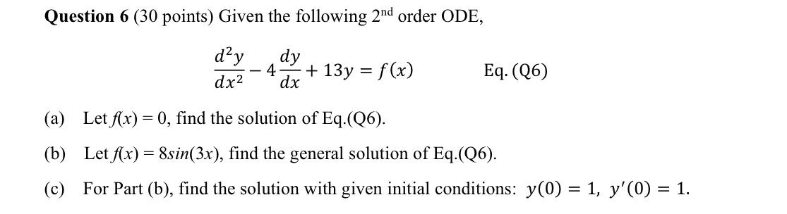 Solved Question 6 ( 30 points) Given the following 2nd | Chegg.com