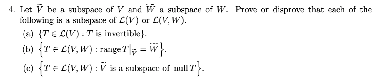 Solved 4. Let Ŭ be a subspace of V and W a subspace of W. | Chegg.com